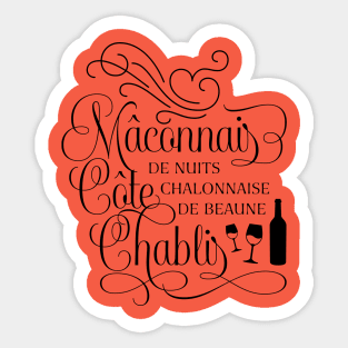 Notable Burgundy Regions Wine Love Sticker